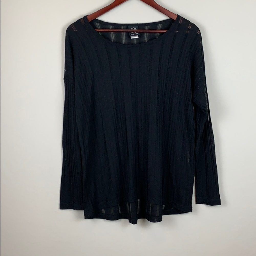 Light weight black stripped see through top